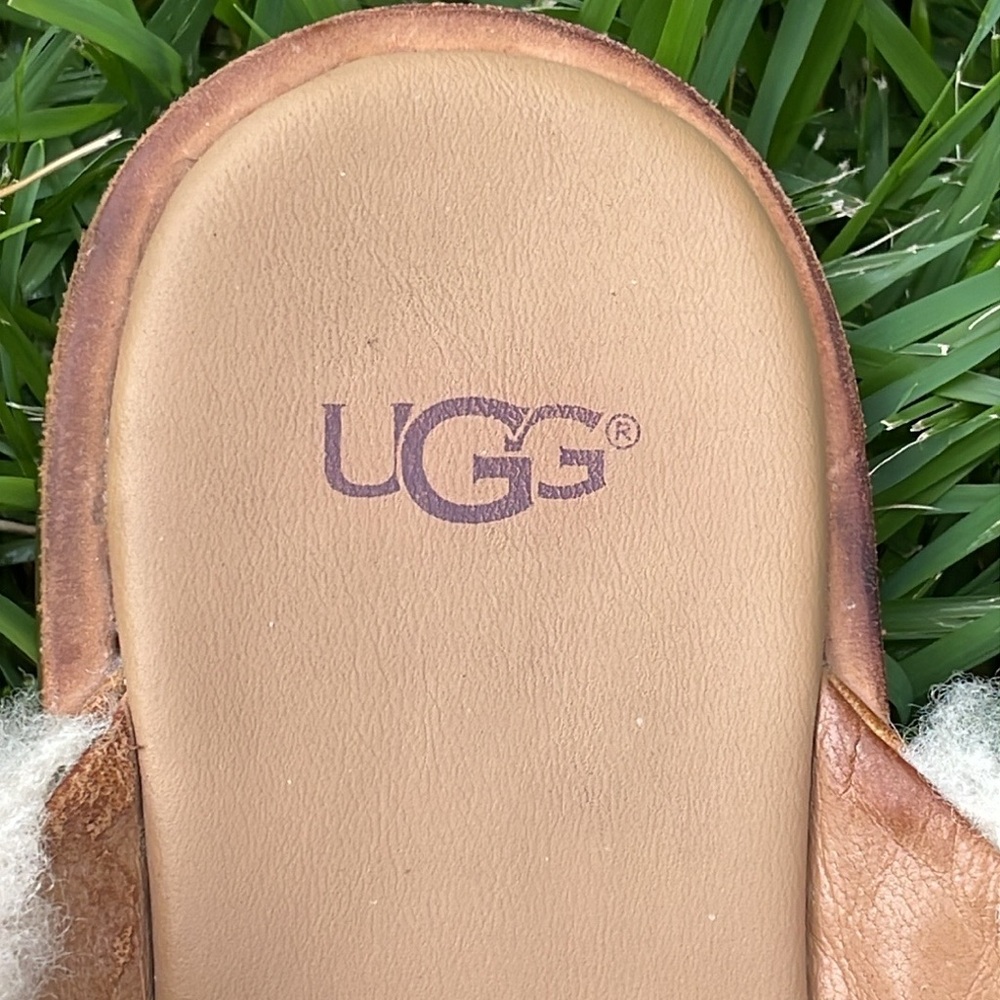 UGG Alicia Sherpa Sheepskin Natural Color Flip Flop Sandal - Picture 5 of 7